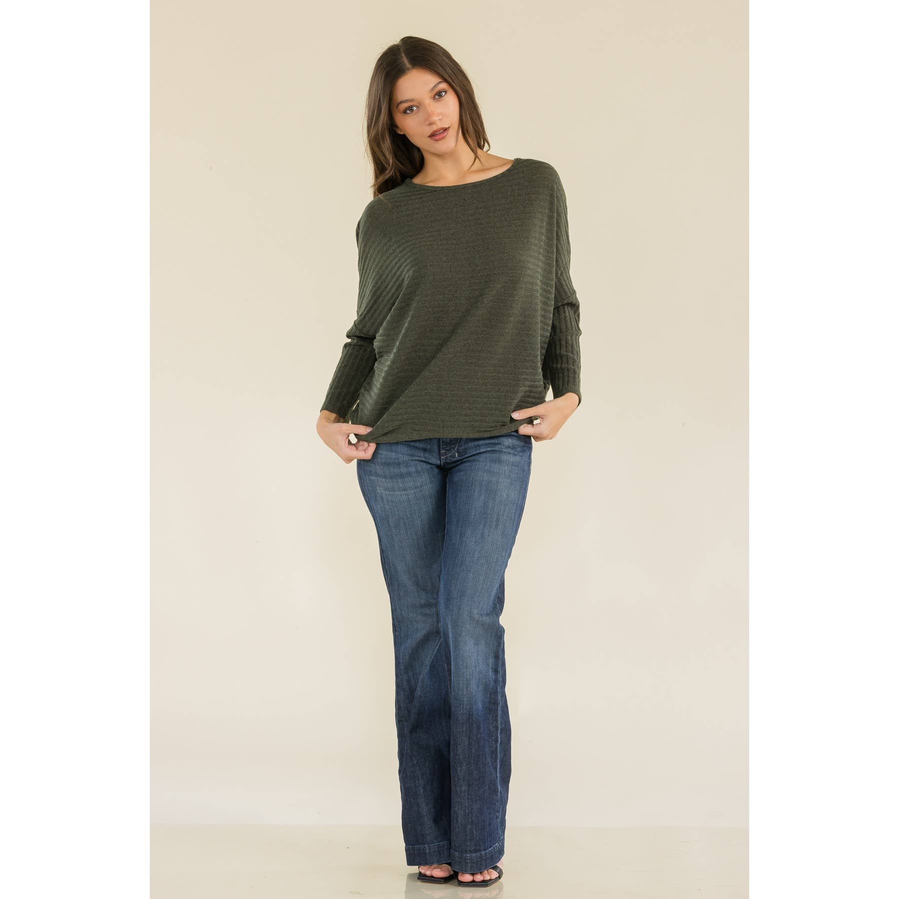 Perseption - OVERSIZE SCOOP NECK WIDE CUFF DOLMAN SWEATER
