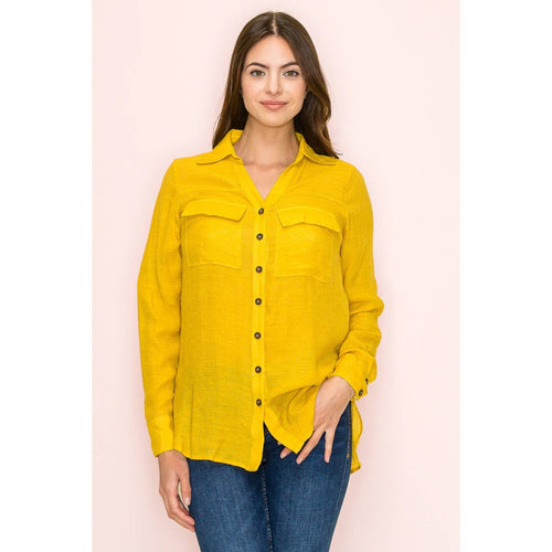 Perseption - FLAP POCKET BUTTON DOWN FRONT BOYFRIEND SHIRT