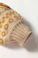 Khaki Geometric Pattern Button V Neck Cardigan