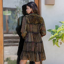 Young Threads - Artisan Embroidered Jhabla Shirt Dress in Mixed Motifs