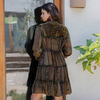 Young Threads - Artisan Embroidered Jhabla Shirt Dress in Mixed Motifs