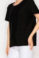 Origami Apparel ~  Lace and Crochet inspired - SUBTLY SPARKLY LUREX FABRIC SHORT SLEEVE TUNIC TOPOLS-4874BK