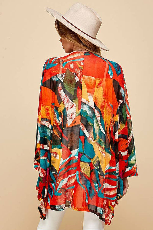 Shopin LA - SG21051P - PLUS SIZE DRAPPED MESH SUMMER MIDI KIMONO