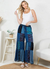 Young Threads - Retro Revival Long Flared Patchwork Pants (New Color)