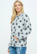 Paw Print Hoodie With Pockets Purrfect for Animal Lovers