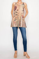 Origami Apparel ~  Lace and Crochet inspired - Soft Flowy Tunic Tank with Hidden Pockets - 501-T16TP-VINTAGE BI