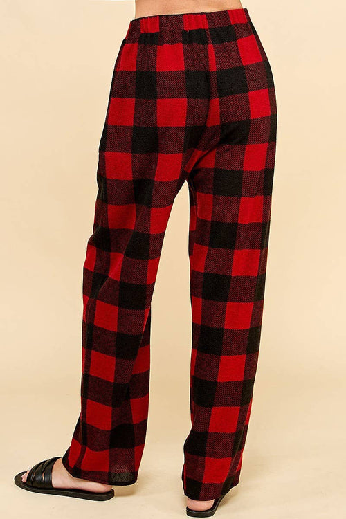 Shopin LA - SPP8043 WOMEN COMFY DRAWSTRING PLAID LOUNGE COMFY PANTS