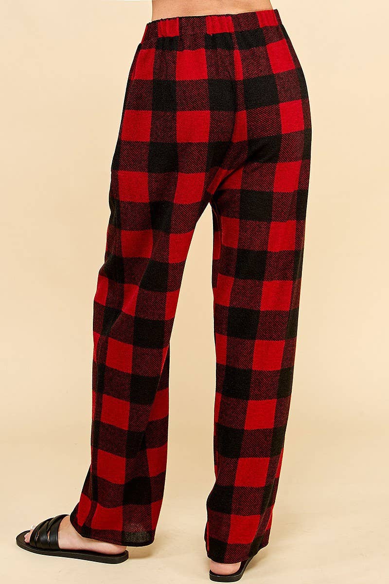 Shopin LA - SPP8043 WOMEN COMFY DRAWSTRING PLAID LOUNGE COMFY PANTS