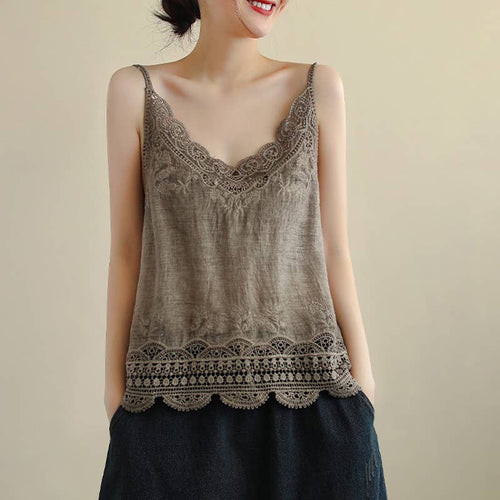 Hope & Sunshine - Lace Trim Camisole Stone Wash Tank Top