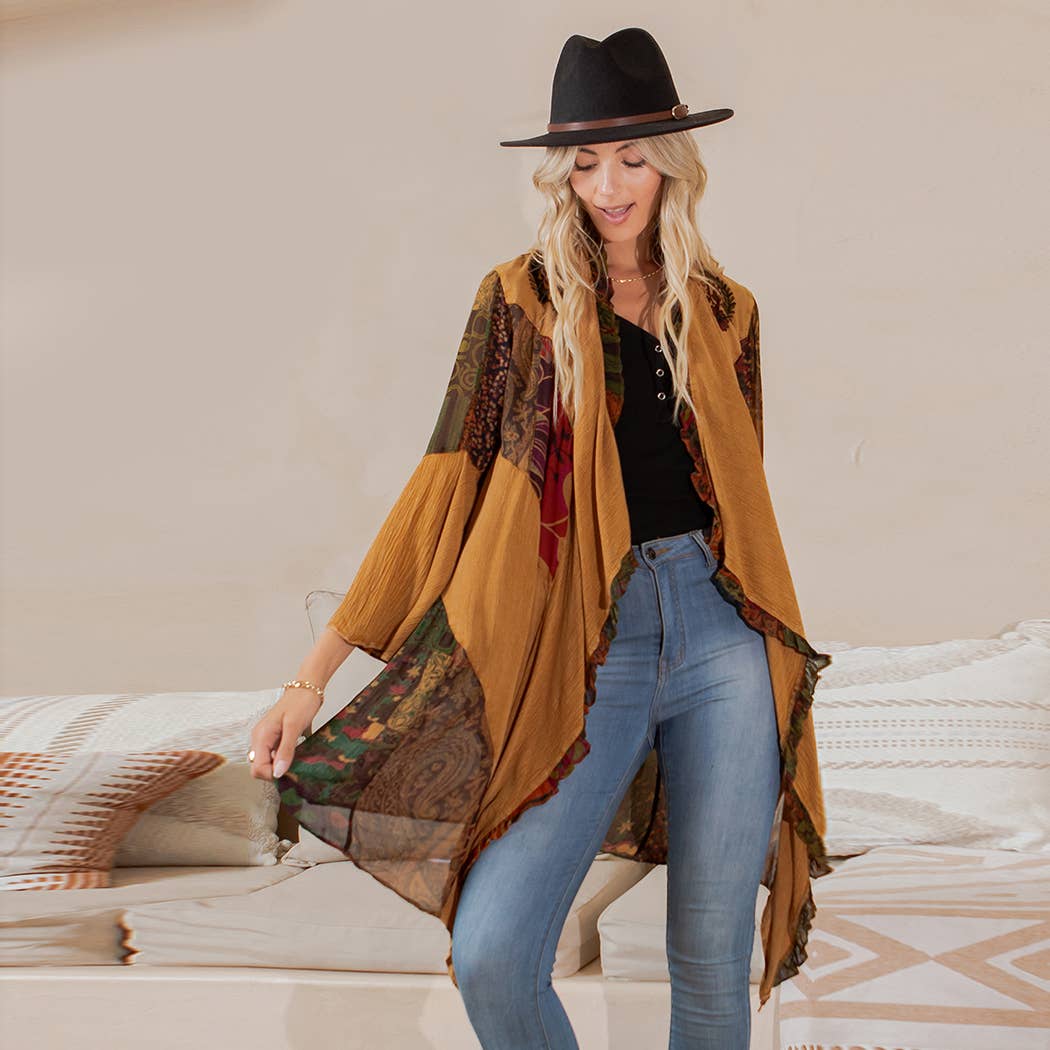 Young Threads - Rustic Bohemian: Patchworked Shrug ALSO IN PLUS
