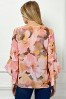 Winslow Collection - RUFFLE SLEEVE V-NECK SWING TOP