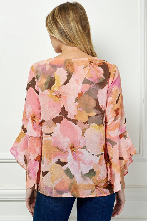 Winslow Collection - RUFFLE SLEEVE V-NECK SWING TOP