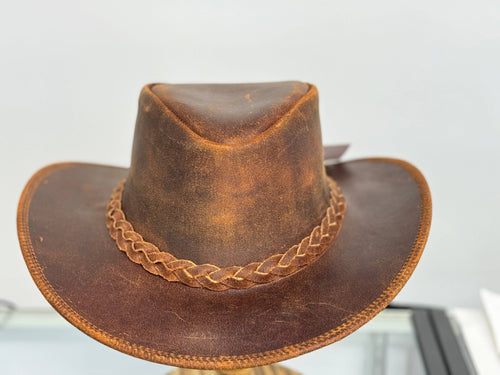 Lesa collection inc - Gunner| Reddish Brown  Leather  Western Outback Cowboy Hat