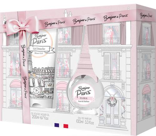 Bonjour de Paris - Distributed by Scents of Europe - Floral 100ml Perfume + Shower gel 200ml Gift Set