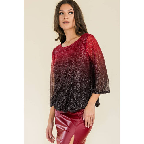 Perseption - ILLUSIONS GLITTER MESH MINI BOAT NECK BLOUSE