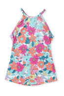 Multicolor Floral Print Casual Halter Top