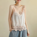 Hope & Sunshine - Lace Trim Camisole Stone Wash Tank Top