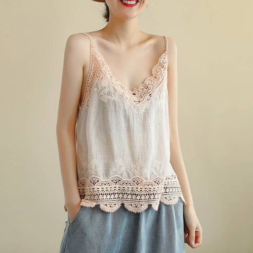 Hope & Sunshine - Lace Trim Camisole Stone Wash Tank Top