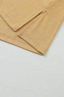 Khaki Colorblock Striped Bishop Sleeve Side Slits Top