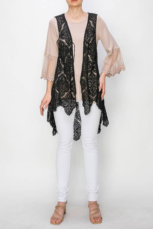 Origami Apparel ~  Lace and Crochet inspired - OLS-4665 BK