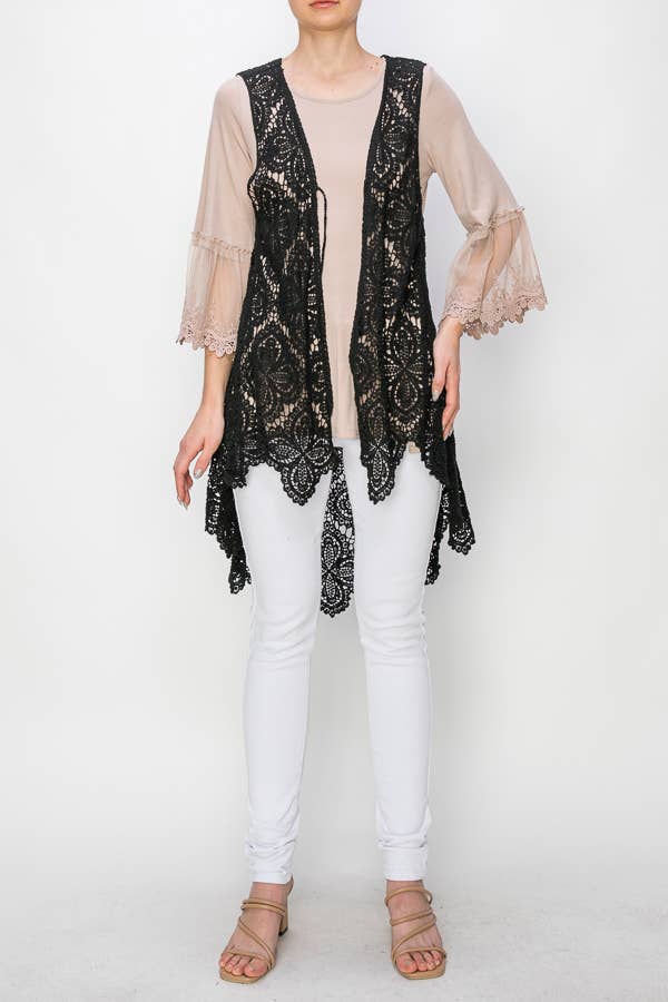 Origami Apparel ~  Lace and Crochet inspired - OLS-4665 BK