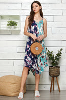 Shopin LA - SPD7002 - WOMEN FLORAL COLOR BLOCK SLEEVELESS DRESS