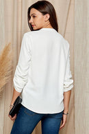 Shopin LA - SP4732T-24926- WOMEN SOLID WRAP CROSSOVER BLOUSE