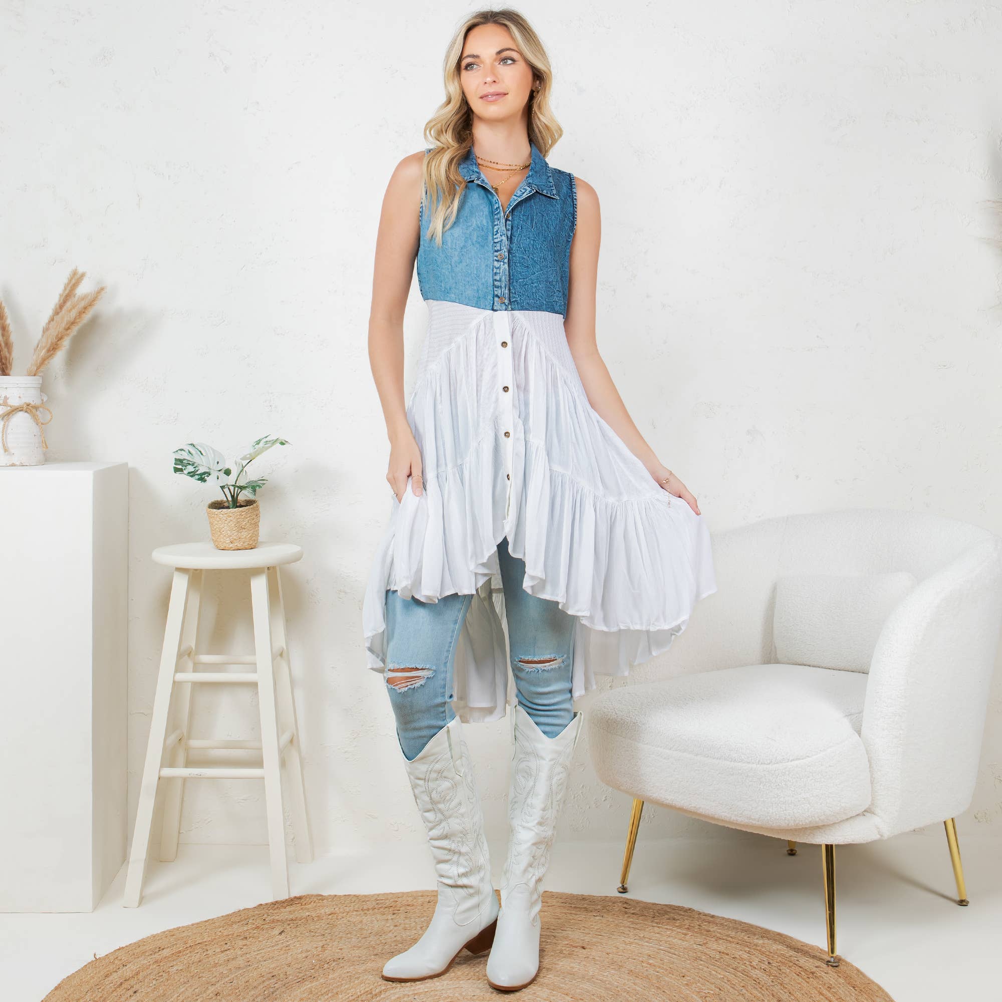 Young Threads - Front-Open Asymmetrical High Low Top - New Design