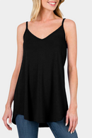 Blue Spaghetti Strap V Neck Flowy Tunic Cami Top