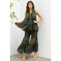 YOUNG THREADS - Sets Sleeveless Jhabla Top And Long Flared Patchwork Pants