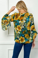 Winslow Collection - RUFFLE SLEEVE V-NECK SWING BLOUSE