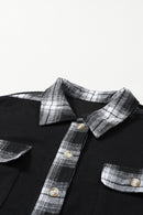 Apricot Plaid and Thermal Waffle Patchwork Shacket