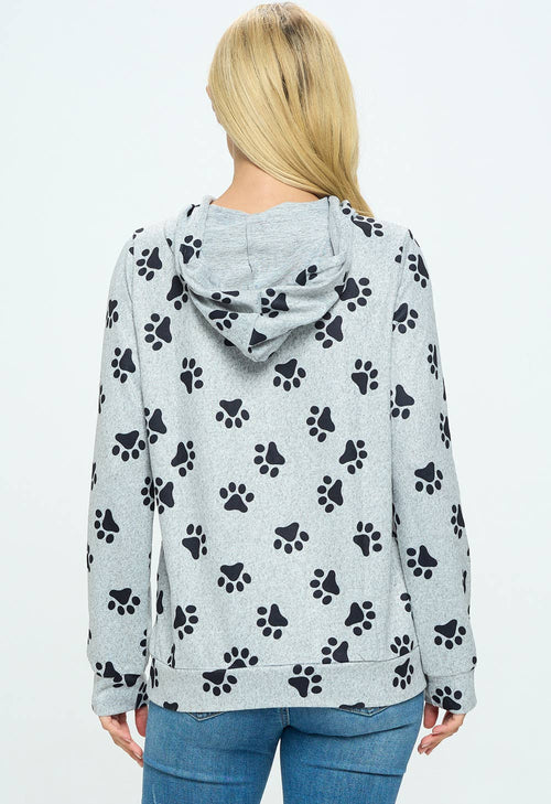 Paw Print Hoodie With Pockets Purrfect for Animal Lovers