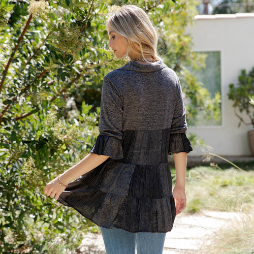 Young Threads - 3/4 Ruffle Sleeves Western Blouse Top (New Color)