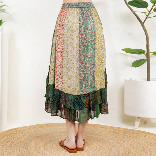 Young Threads - Bohoemian Mid-Length Skirt with Rayon Print (New Color) SK23162