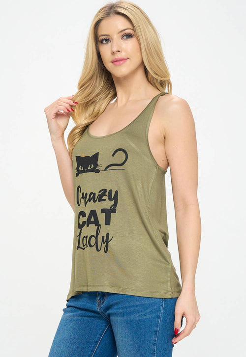 LA Soul - Crazy Cat Lady Print Graphic Tanktops