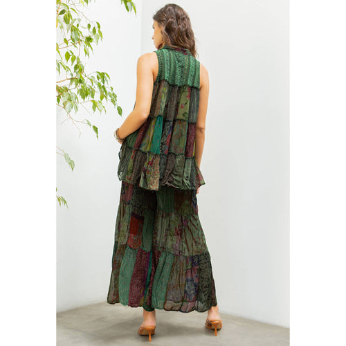YOUNG THREADS - Sets Sleeveless Jhabla Top And Long Flared Patchwork Pants