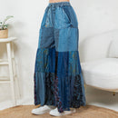 Young Threads - Boho chic Tiered Patch Inserted Denim &Knit Pants(New Color)