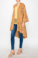 Origami Apparel ~  Faux Suede Jacket Laser Cutout Design - OLS-4762 CAMEL