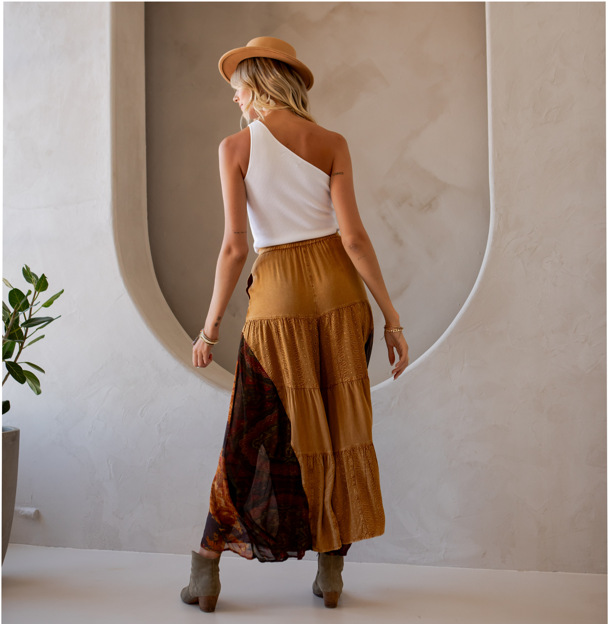Young Threads - Rustic Bohemian: Side Paneled Patchwork Pants (New Color)