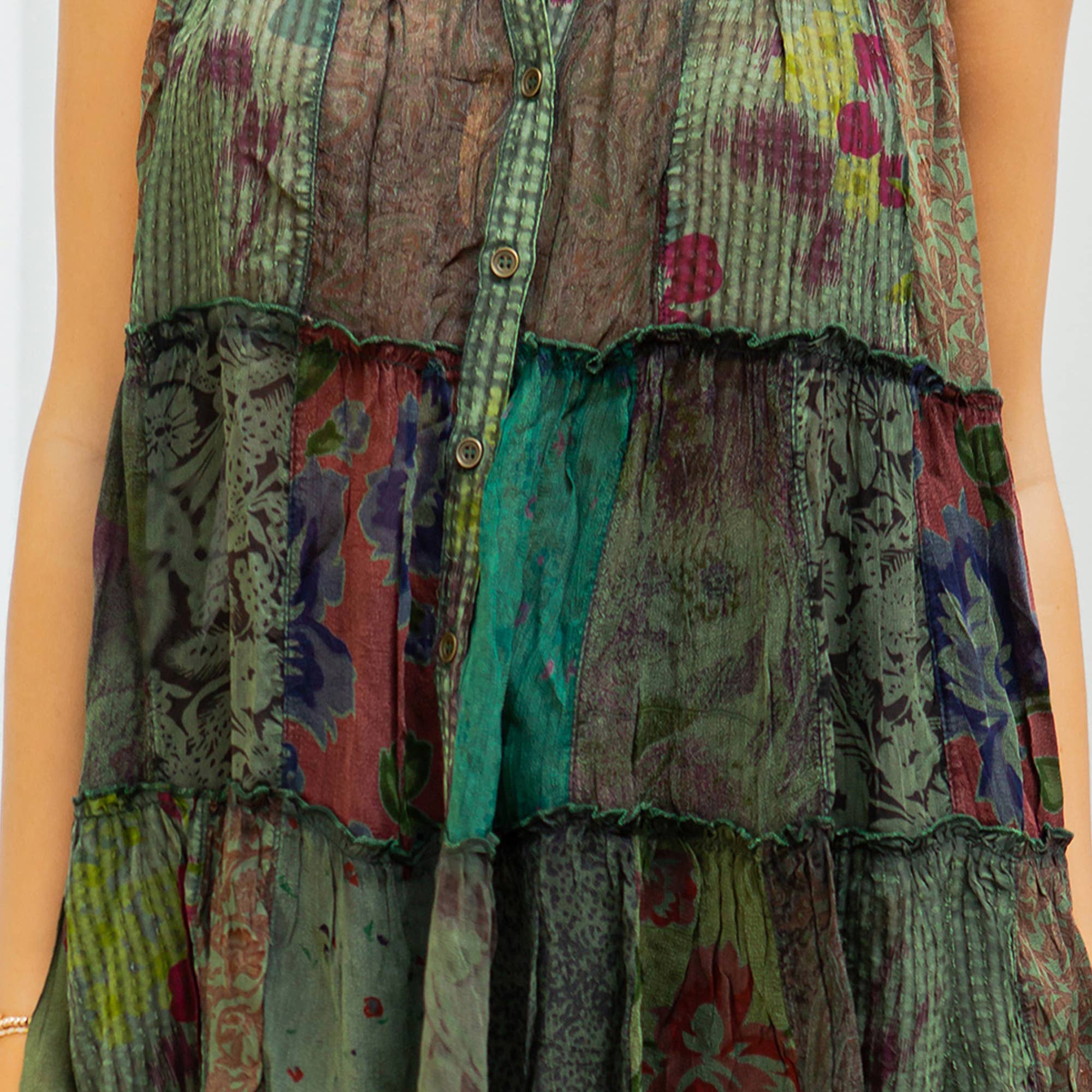 YOUNG THREADS - Sets Sleeveless Jhabla Top And Long Flared Patchwork Pants