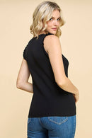 Shopin LA - CSP9277 - WOMEN SLEEVELESS RIBBED RUFFLE EDGE TANK TOP