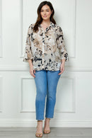 Winslow Collection - PLUS SIZE ROMANTIC FLAIR BUTTONED BLOUSE