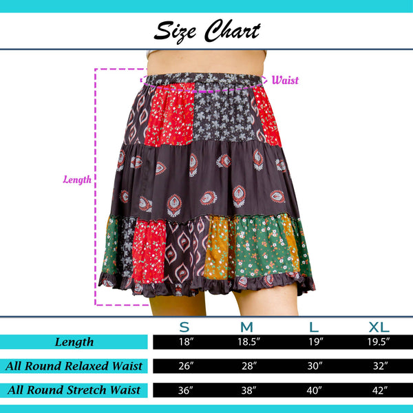 Young Threads - Women Mini Skirt - Black Multi Prints