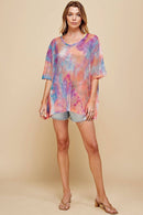 Shopin LA - SPT5118  WOMEN TIE DYE OVERSIZED MESH FISHNET TOP