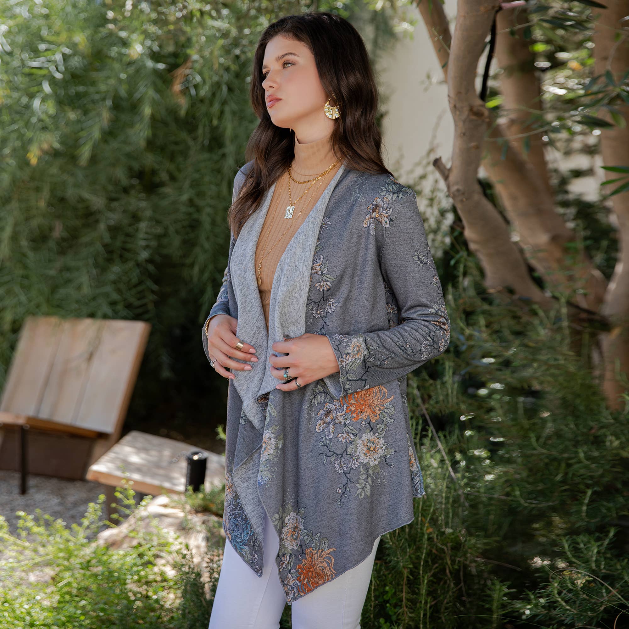 Young Threads - Artisan Plush Knit Kimono Shrug with Handcrafted Embroidery