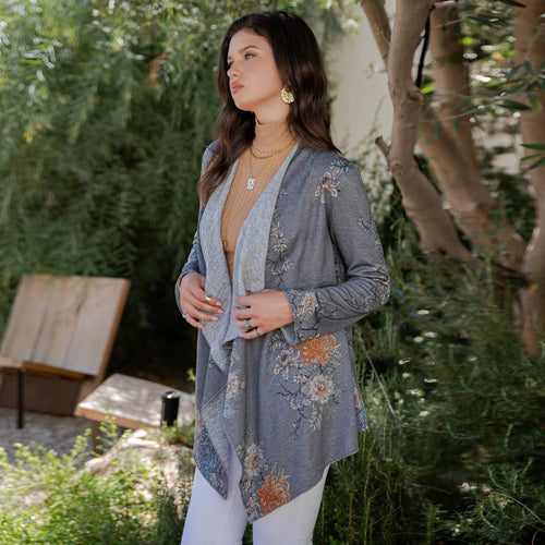 Young Threads - Artisan Plush Knit Kimono Shrug with Handcrafted Embroidery