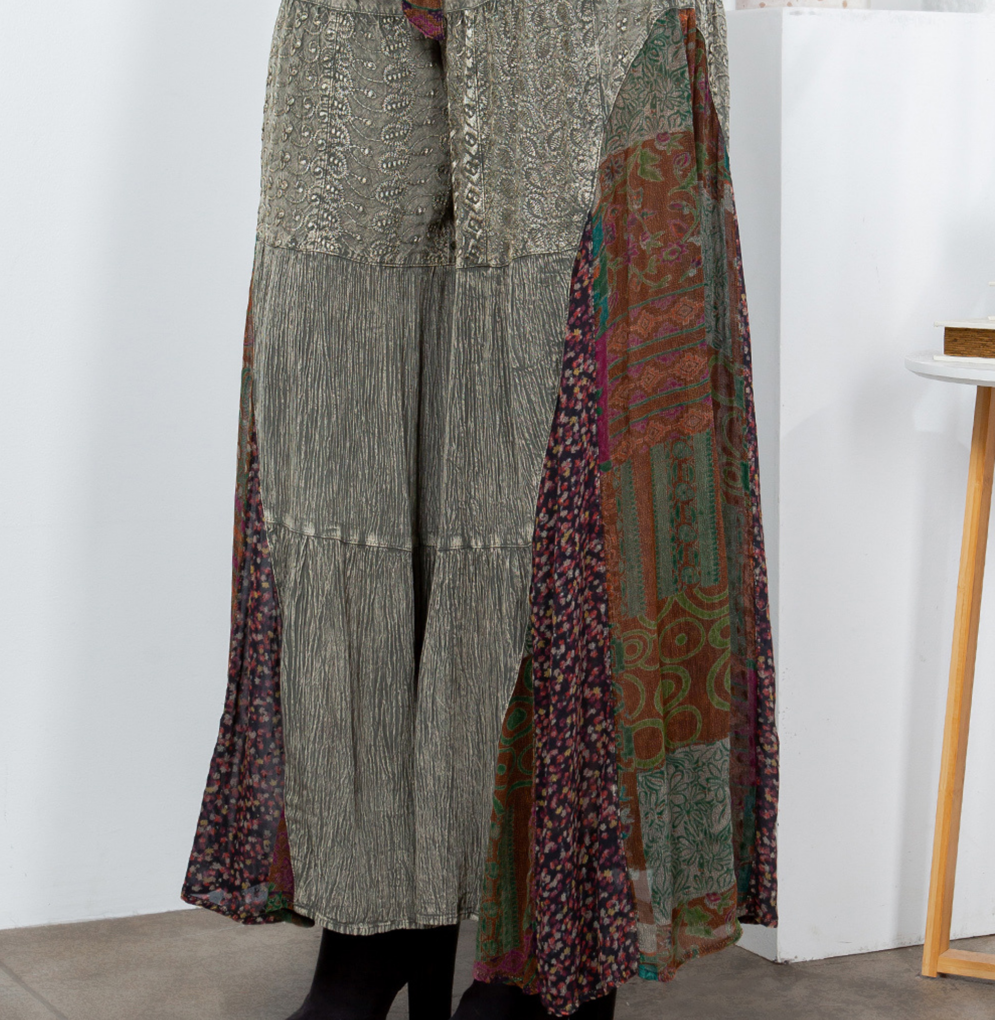 Young Threads - Rustic Bohemian: Side Paneled Patchwork Pants (New Color)