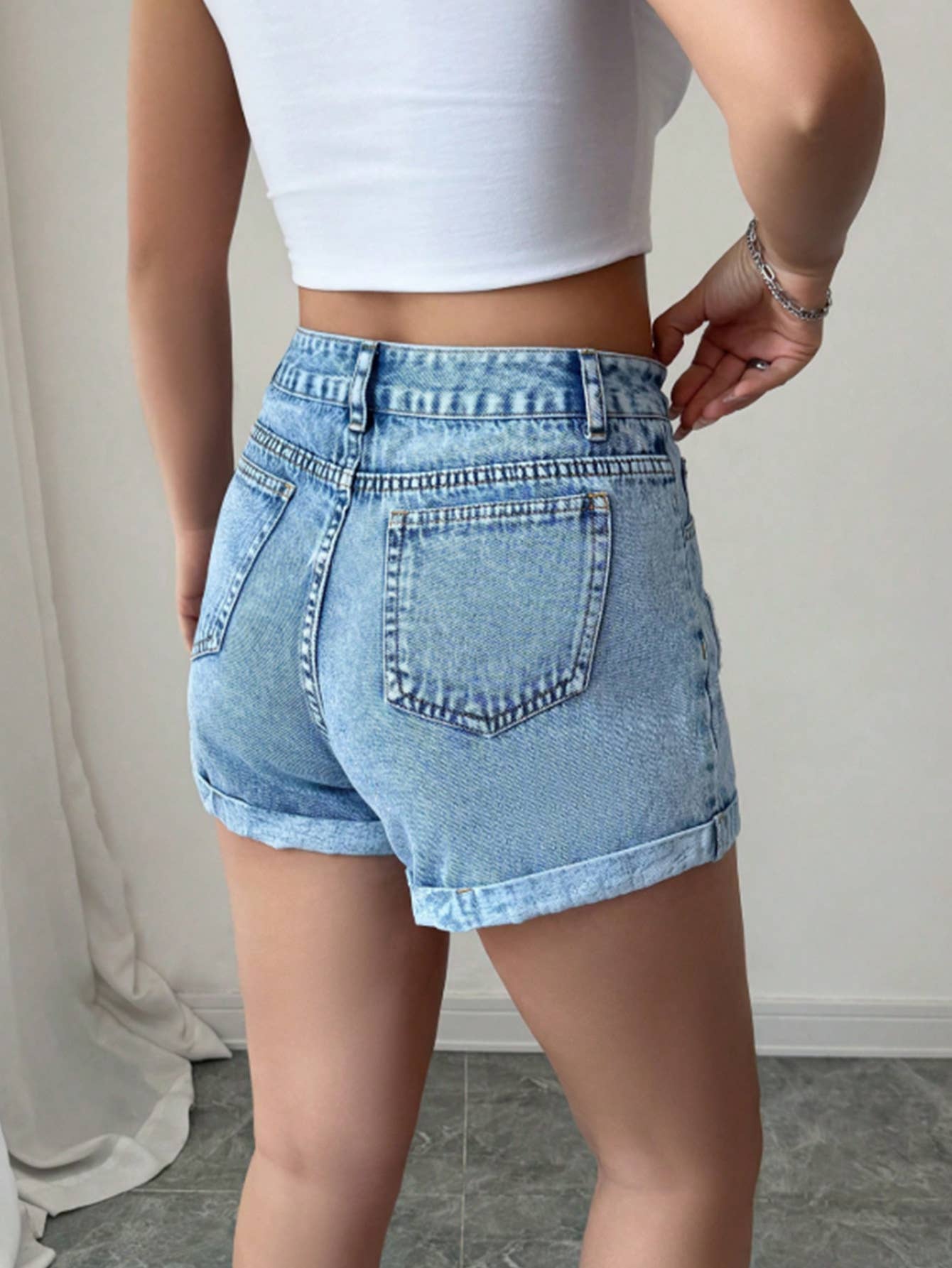 Hope & Sunshine - High-Waist Loose Denim Shorts
