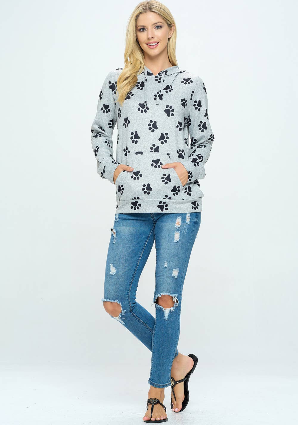 Paw Print Hoodie With Pockets Purrfect for Animal Lovers